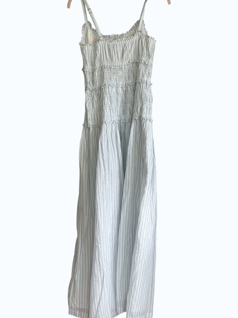 Abercrombie & Fitch Bra-Free Smocked Drop Waist Maxi Dress Blue Stripe NWT SZ S - Picture 8 of 11